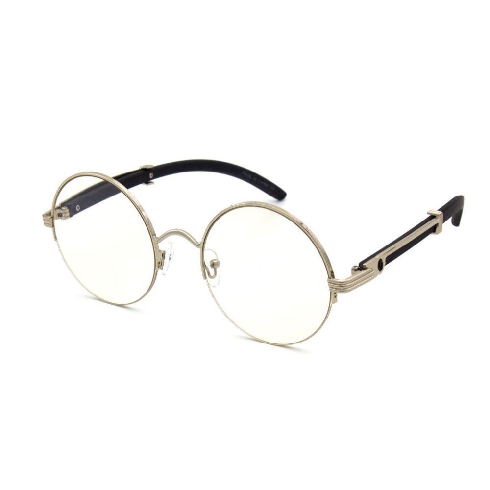 Round Clear Lens Men Sunglasses Silver Frame‎ Hip Hop Style Classic Shades New